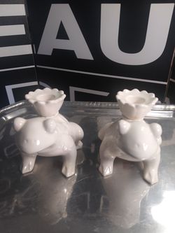 Japanese prints frog candle holders