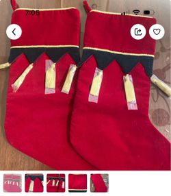 Red Velvet Christmas Stockings with Gold Tassels – Set of 2