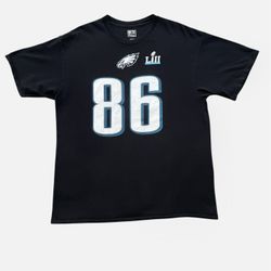 Philadelphia Eagles Zach Ertz #86 Super Bowl LII black jersey style T shirt  Size XL