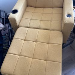 best offer by next week wins: yellow recliner/bed (with charging ports)