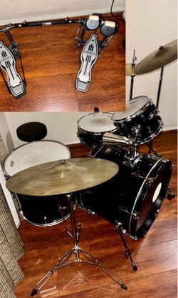 Pearl Roadshow Drum set drum kit with good cymbals double bass pedal chair and sticks ready to rock