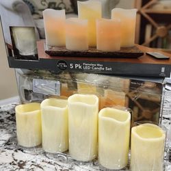 5 Piece LED Flameless Wax Candle Set