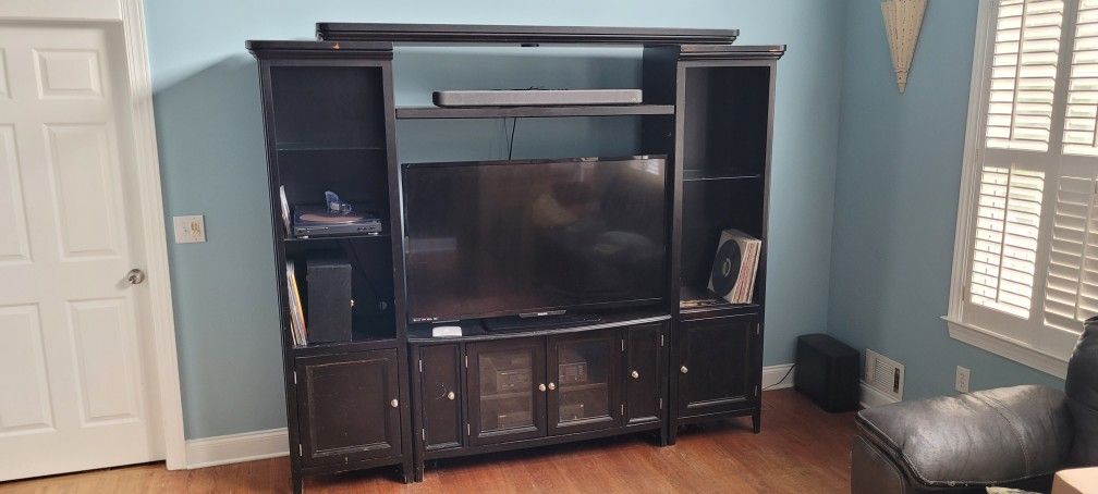 5 Piece Entertainment Center With Adjustable Glass Shelves