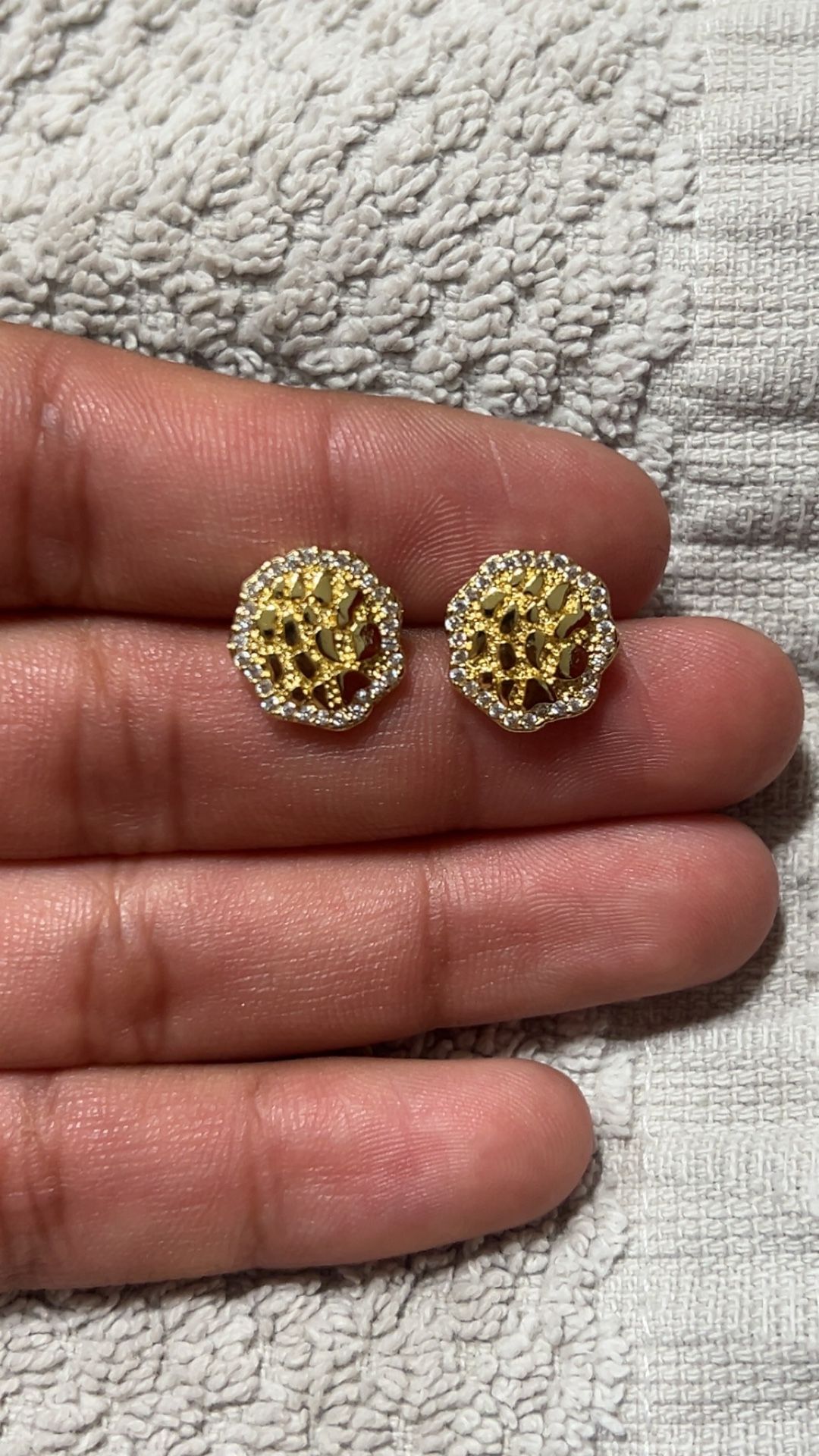 Gold Plated Nugget Earrings 