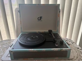 DANFI audio blue Daisy, floral suitcase, record player turntable
