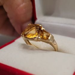 14k GOLD Citrine Ring