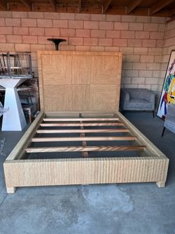 Queen Size Natural Wicker Rope Bedframe ( Can Deliver For $10 )