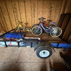 5ft X 10ft Flatbed Trailer with Gate & Unused Trailer Dolly