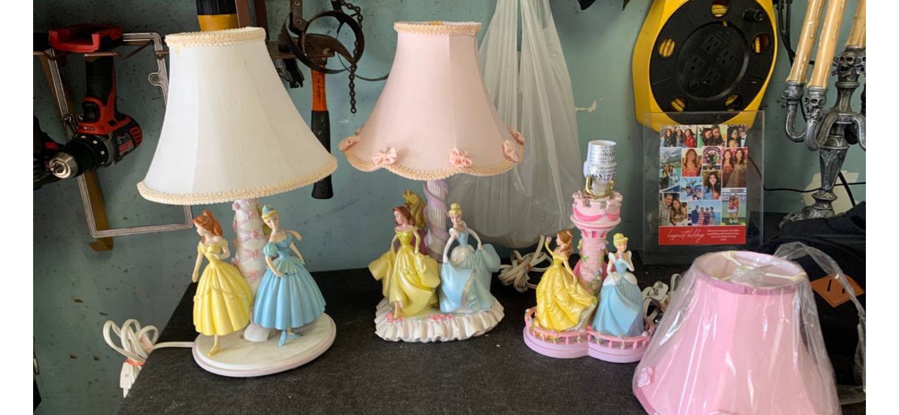 Three Disney Princess Lamps