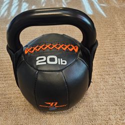 Workout equip, 20 lb Soft Kettlebell, 7 & 8 lb dumbells, hip bands set of 3