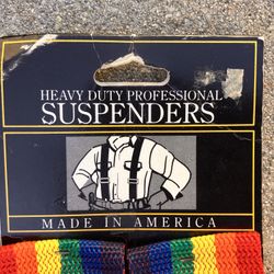 Vintage CLC Heavy‑Duty Rainbow Suspenders – Made in USA, 90s, New with tags