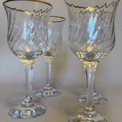 4 Gold rim wine glasses vintage