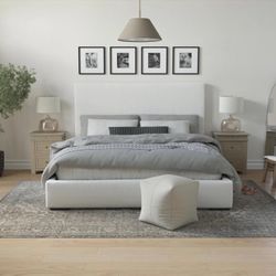 New Vera Dream Cream Non Tufted 52"H Queen Upholstered Platform Bed