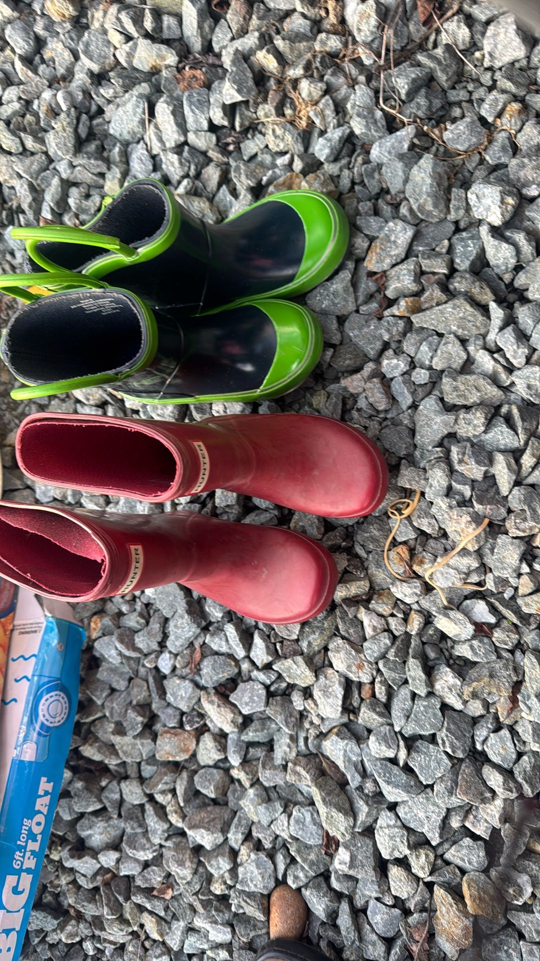 Toddlers Hunter Boots And Green Boots Size 6-7 T