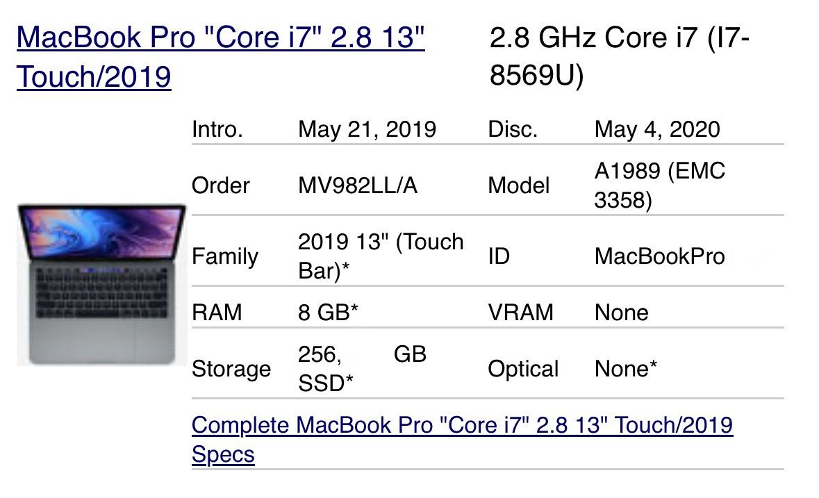 MacBook Pro "Core i7" 2.8 13" Touchbar 2019