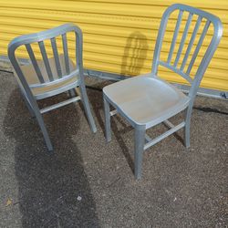 2 All Aluminum Chairs In Raw Aluminum Finish