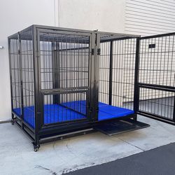 $280 (Brand New) X-Large 49” heavy duty folding dog cage 49x38x43” double-door kennel w/ divider