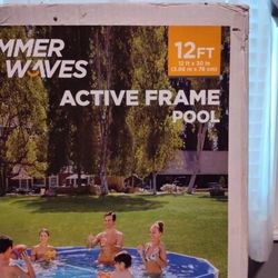 Summer Waves Active Frame Pool 12 Ft, Pool Maintenance Kit, Pool Cover, And Ladder 