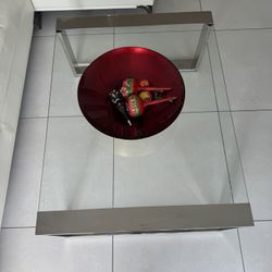 Modern Glass Coffee Table With Silver Metal Frame