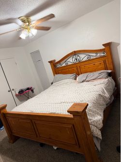 NEED GONE ASAP! Solid Wood King Bedroom Set - Mattress & Box Spring Included