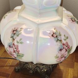 Rare Antique Fenton Lamp With Rainbow Pearl.