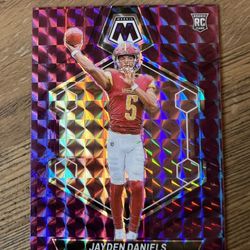 2024 Panini Mosaic #302 Jayden Daniels Purple Mosaic /49 RC-Commanders
