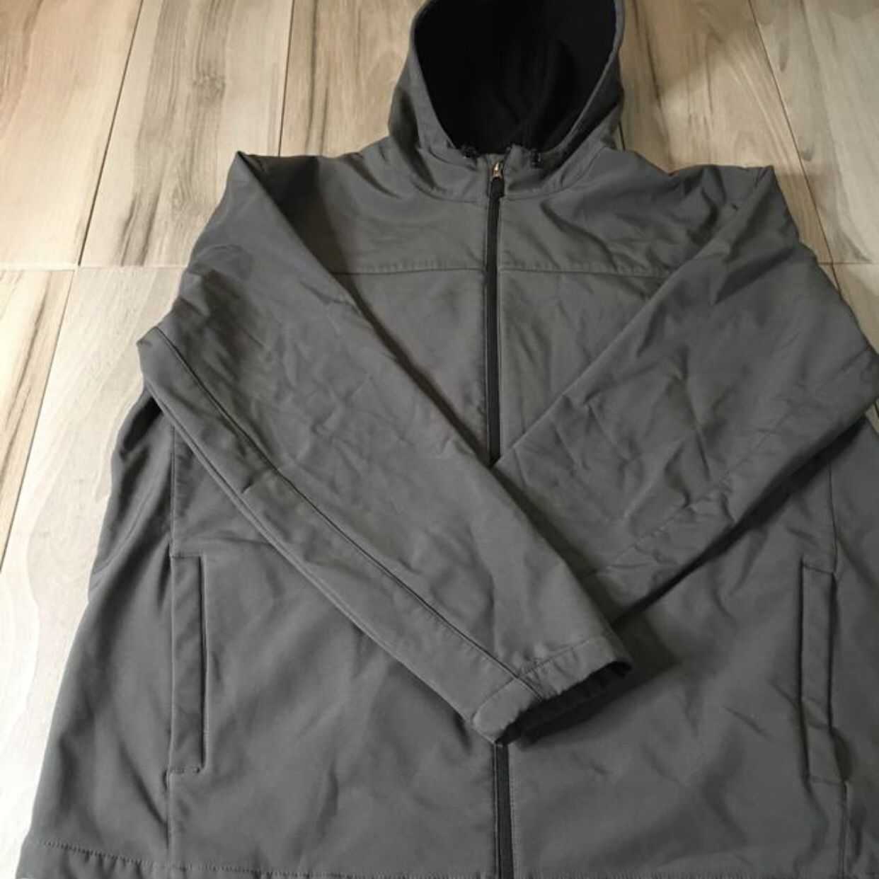Softshell Gray Jacket 2XL Tall Hooded Fleece Lined Zippered