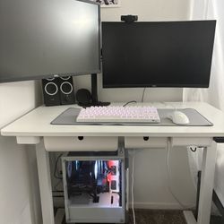 Gaming PC with 2 Monitors, Keyboard, Mouse, Speakers, Camera, and Monitor Mount
