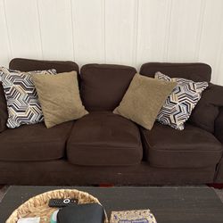 Brown Couch With Colorful Pattern Pillows/ Velcro Couch Cushions for Sale  in Bowling Green, OH - OfferUp