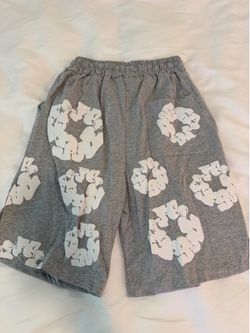 Grey Denim Tear Shorts