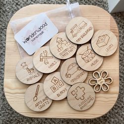 Trofast storage labels for playroom, Toy storage tags, wooden storage labels