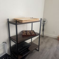 Brown standing shelves