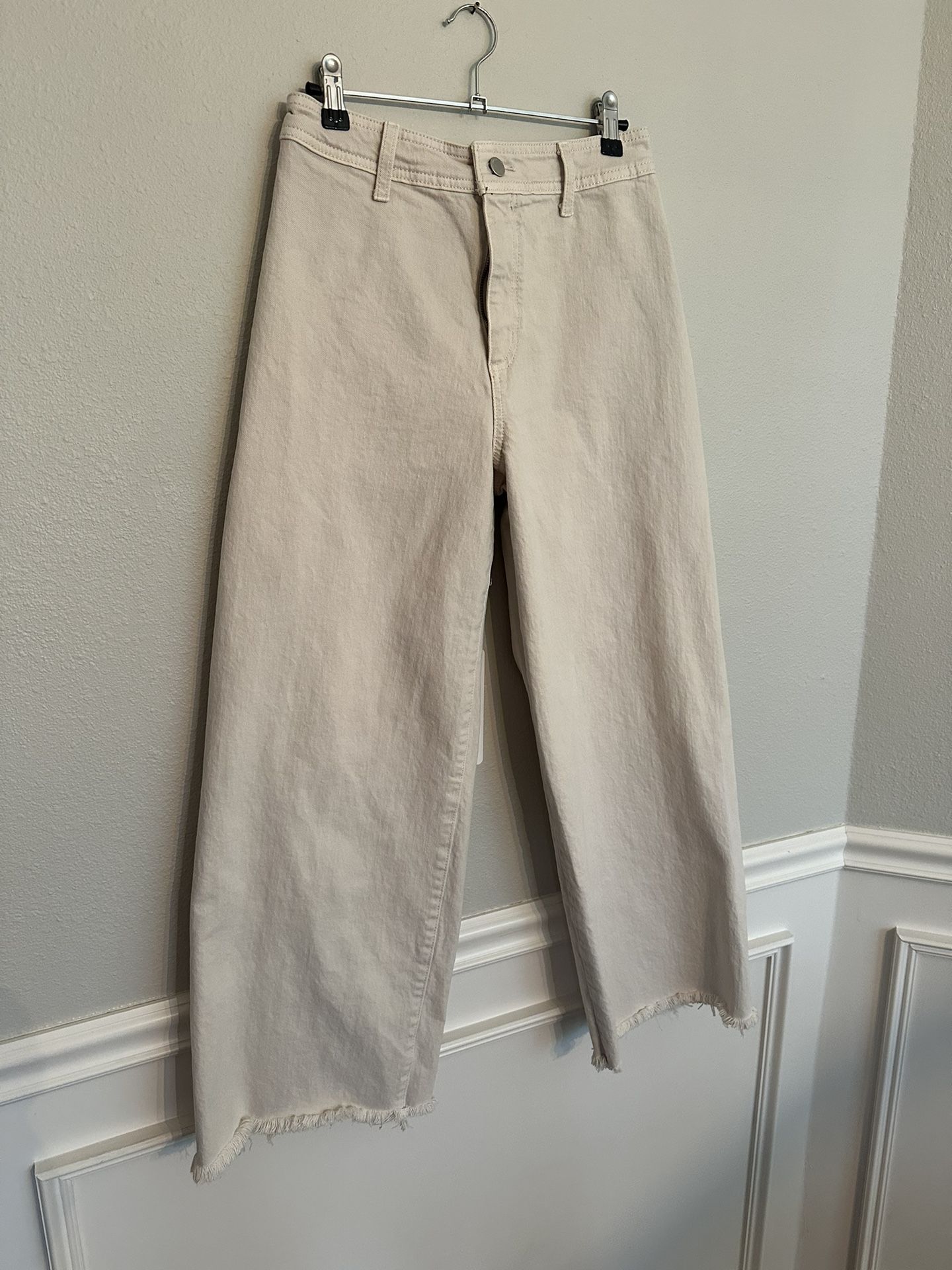 Universal Thread Womens High-Rise Sailor Wide Leg Ankle Jeans Beige