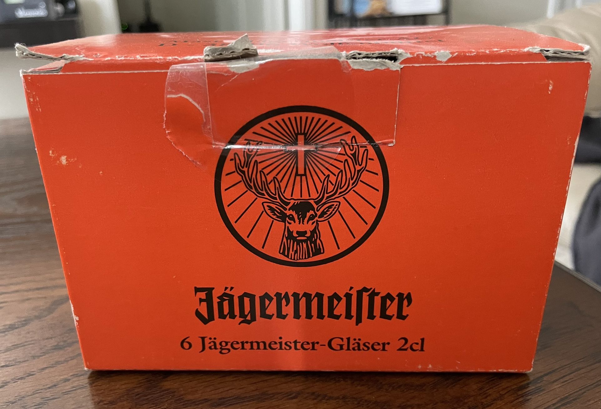 Jagermeister 2CL Shot Glass Set of 6 Frosted Stemmed