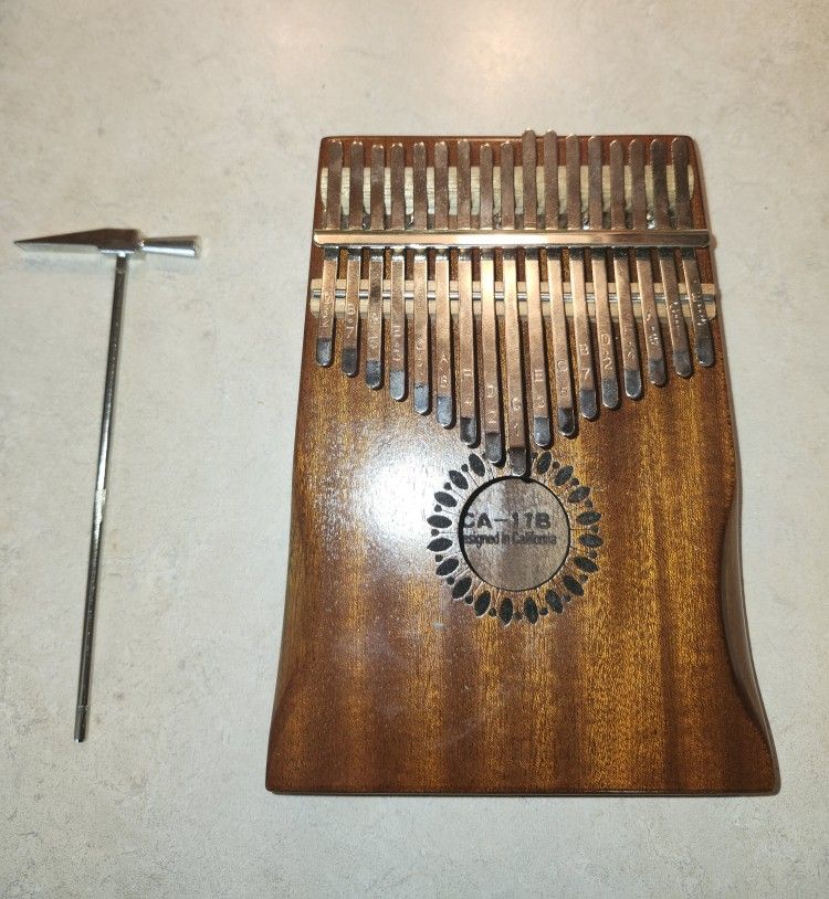 Kalimba Carved Wood Thumb Piano w/ Mallet & Case