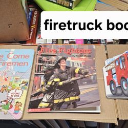 Updated Pic Feb 2nd- Firetruck/Train/Truck/Taxi/Digger/Brave Knight Books $1.00/ea