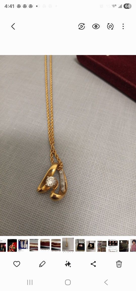 14kt Diamond Pendant 18 Inch Chain