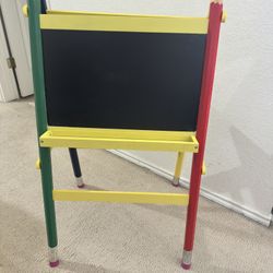 Childrens Easel with Black Chalkboard, White Marker Board
