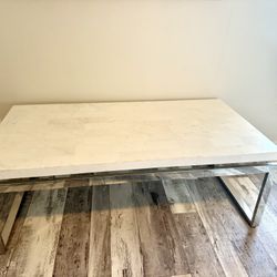 Marble And Chrome 50” Coffee Table
