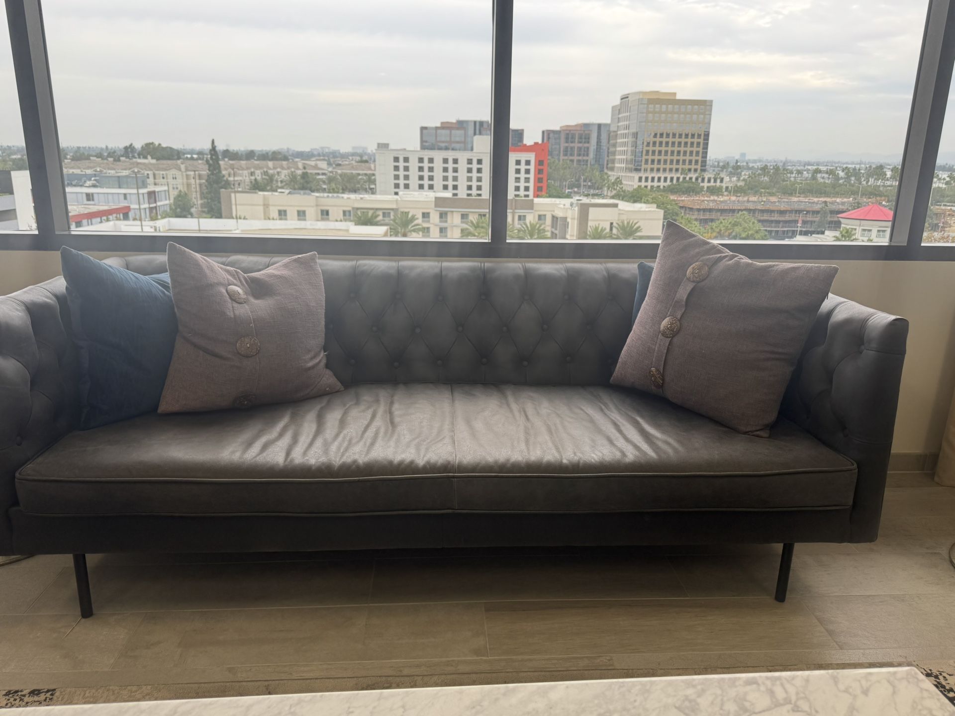 Black/GrayLeather Couch