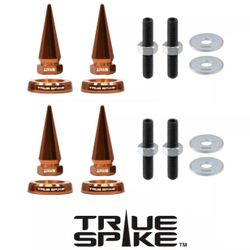4 TRUE SPIKE SPIKED LICENSE PLATE FRAME BEAUTY WASHERS BOLTS HARDWARE KIT IN ORANGE 