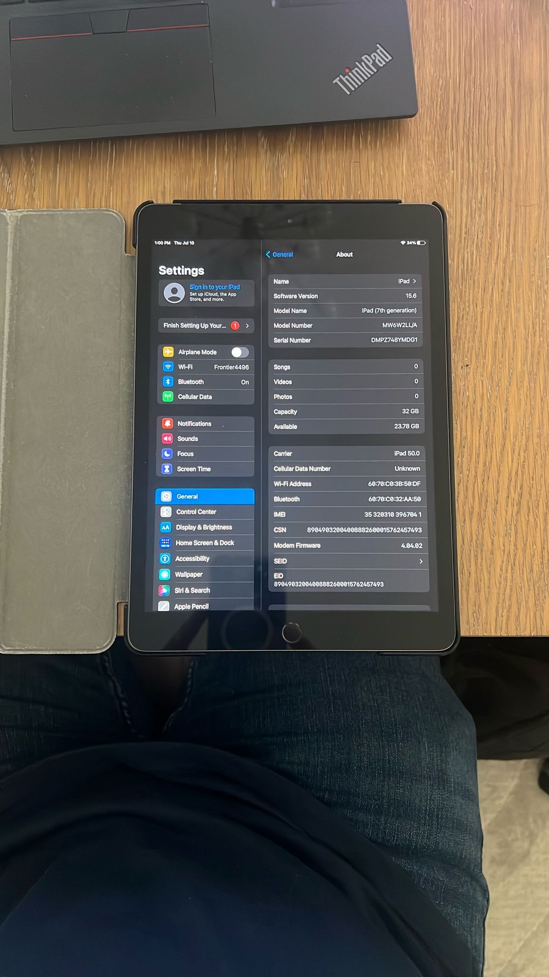 iPad 7th Gen-cellular Capable 32GB - Excellent Condition