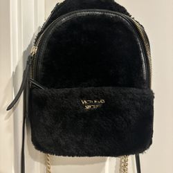 Victoria’s Secret Small Backpack Black Furry Girl Bag Women’s 