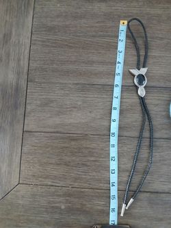 Mens Bolo Tie With Large Slide And Black Stone