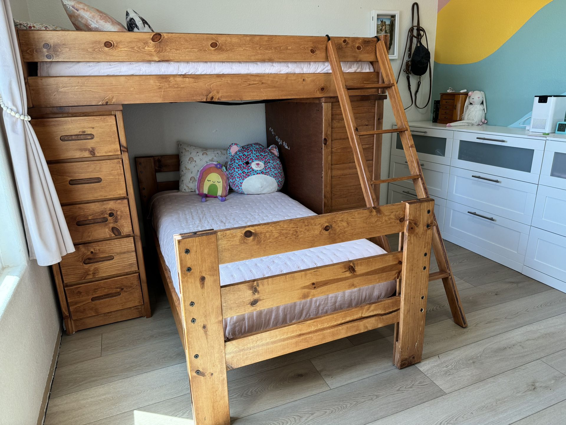 Twin Bunk Bed with Drawers and Desk