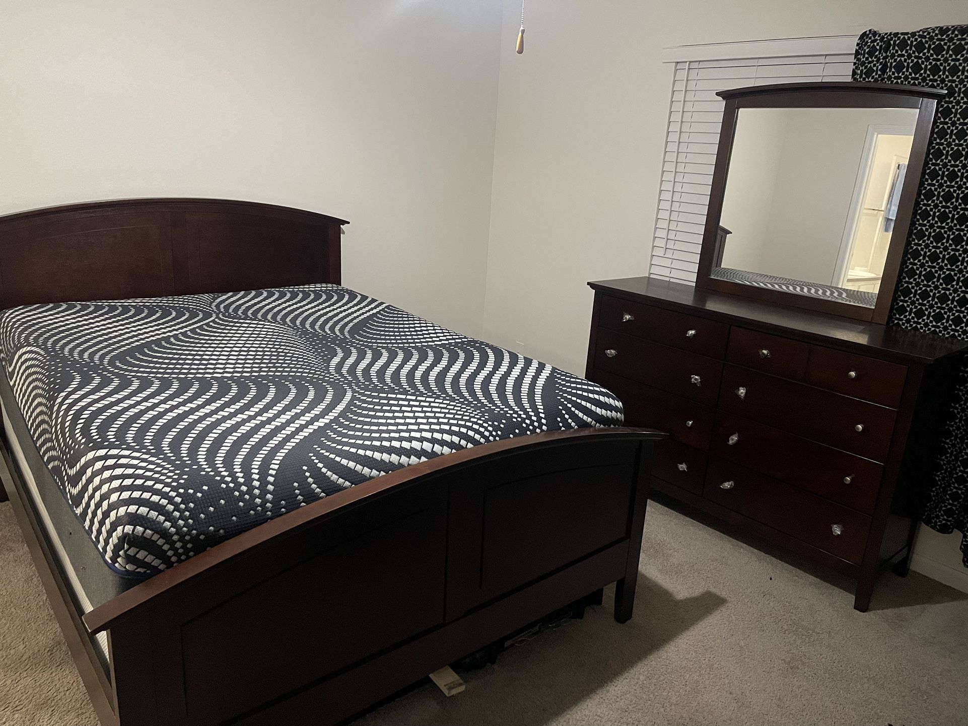 Queen Bed frame and Dresser W/ Mirror $250