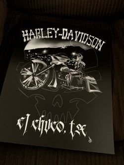 Motorcycle skeleton print.