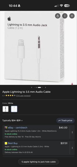 Apple Lightning To 3.5 mm Audio Cable - Like New