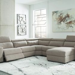 Mabron Gray Raf Or LAF Power Recliner Sectional

