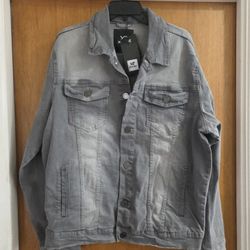 Men's Denim Gray Jacket Trucker XL Flex New